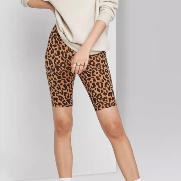 wild fable Pants - Wild Fable Leopard Print Bike Shorts - Brown/Black M NWT